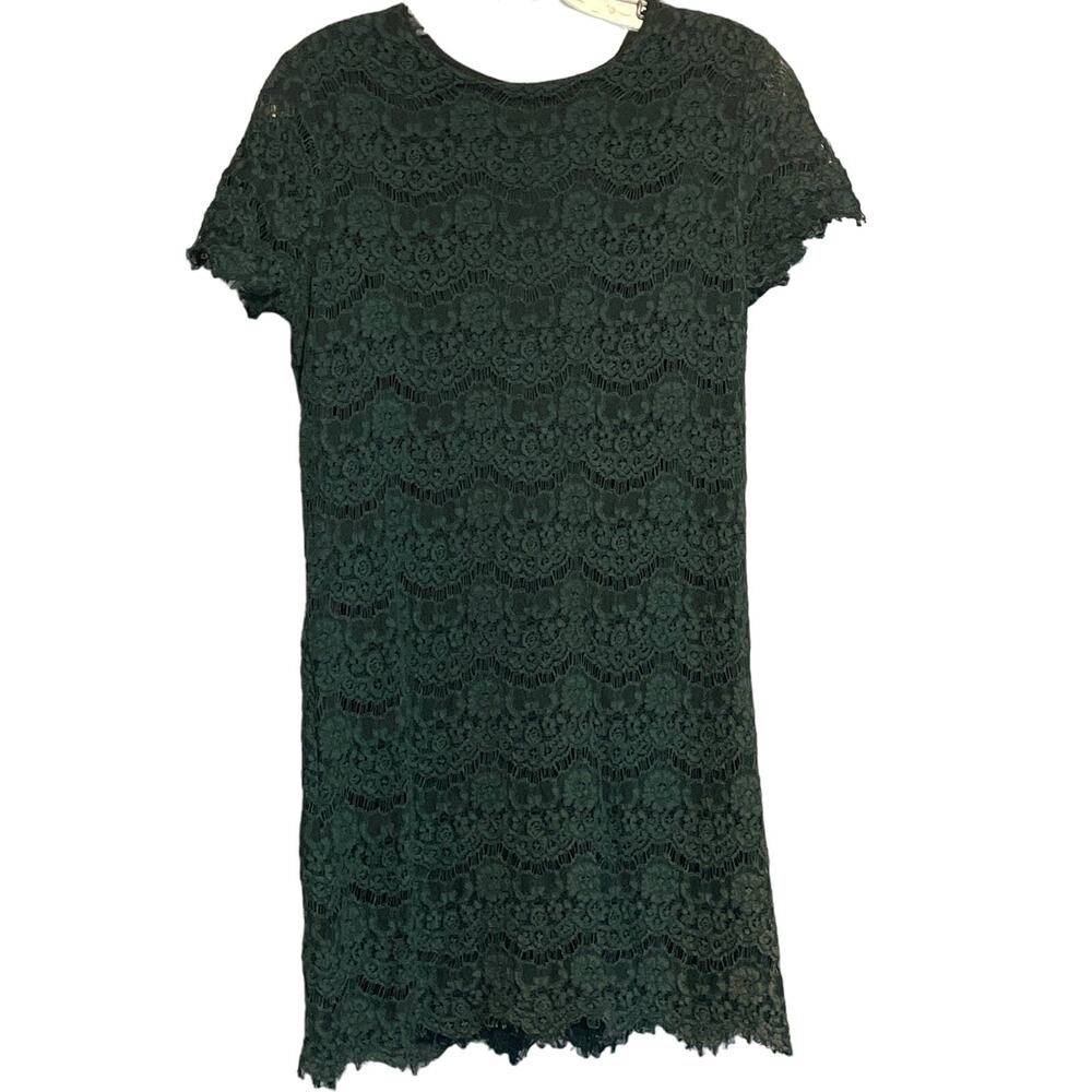 Lulus Forest Green Lace Sheath Dress Size Medium Scalloped Hem
